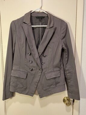 WHITE HOUSE BLACK MARKET DOUBLE BREASTED MILITARY STYLE BLAZER GRAY/TAUPE SIZE 8